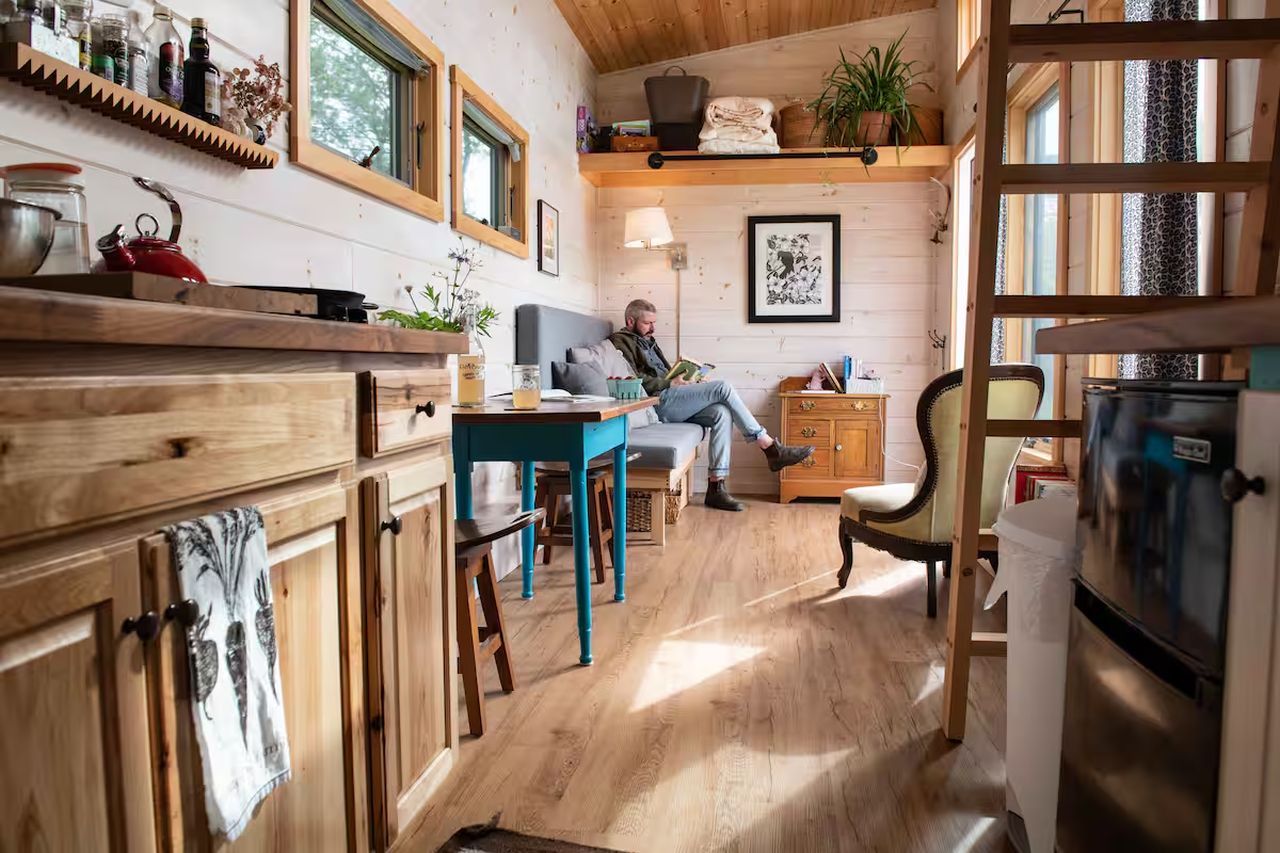 Crow’s Nest Tiny House in Maine on Airbnb Rental-living room area