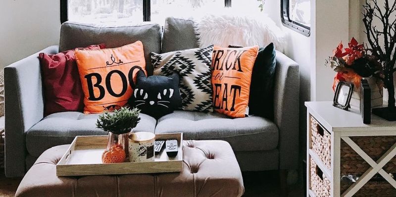 Boo Pillows for RV Halloween Decoration