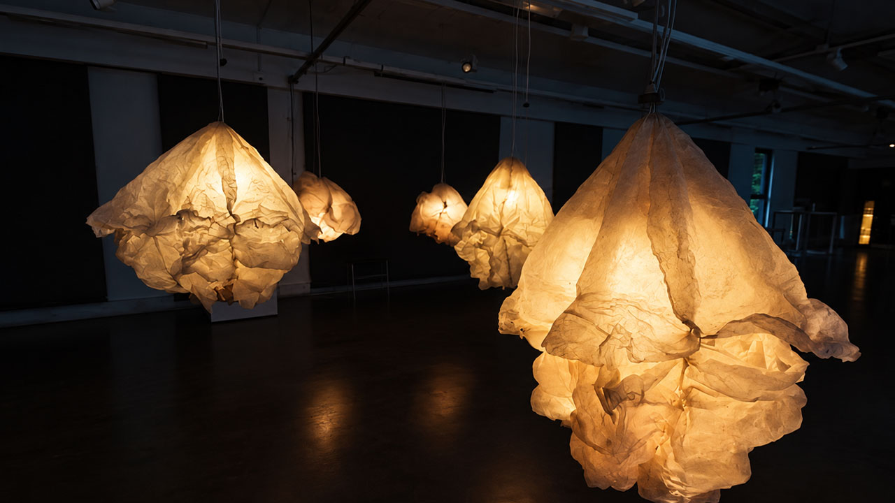 Living Participants Hanging Lamp by Oscar Nicol-Schwarz at Shoreditch Design Week