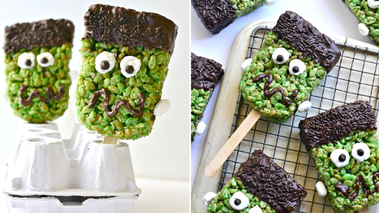 Frankenstein Brown Rice Krispie Treat