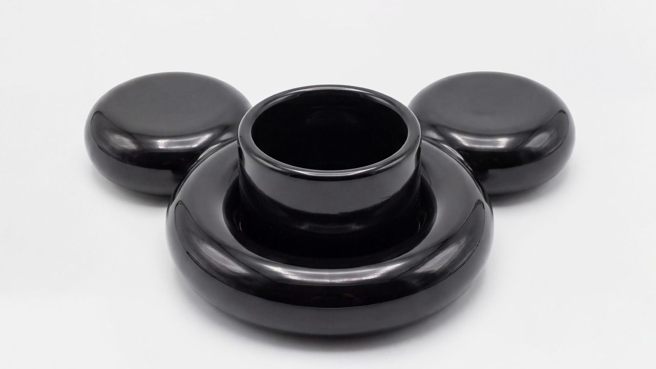 black ceramic Mickey Mouse cup