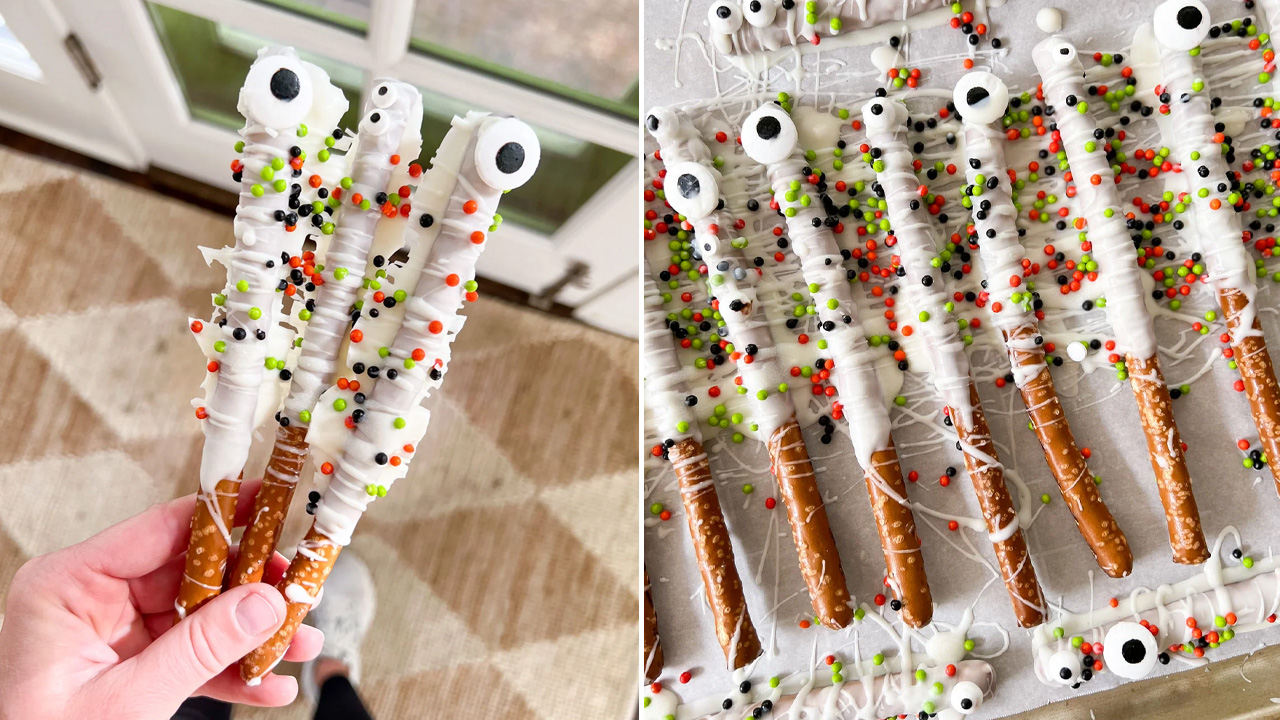 Halloween White-Chocolate Mummy Pretzel Rods