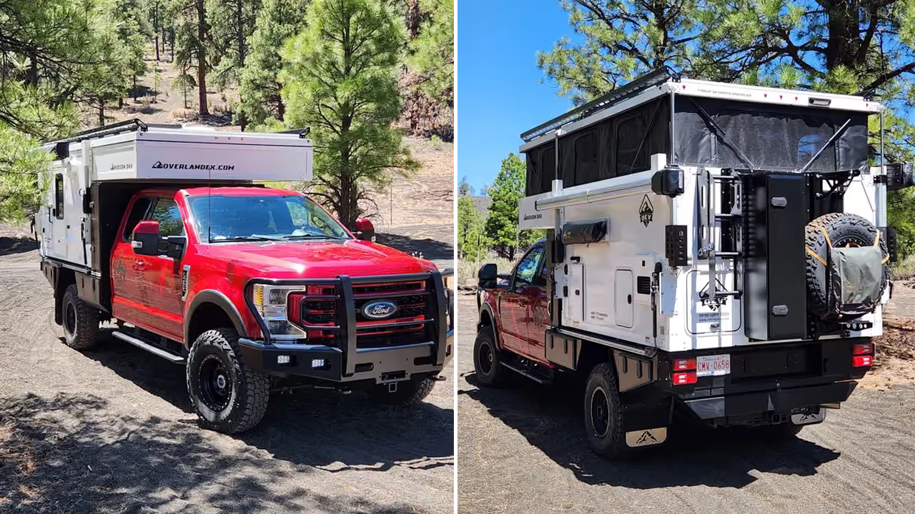 Hudson Bay Flatbed Pop-Up Truck Camper Fits Wet Bathroom, Without Cramping Up Kitchen