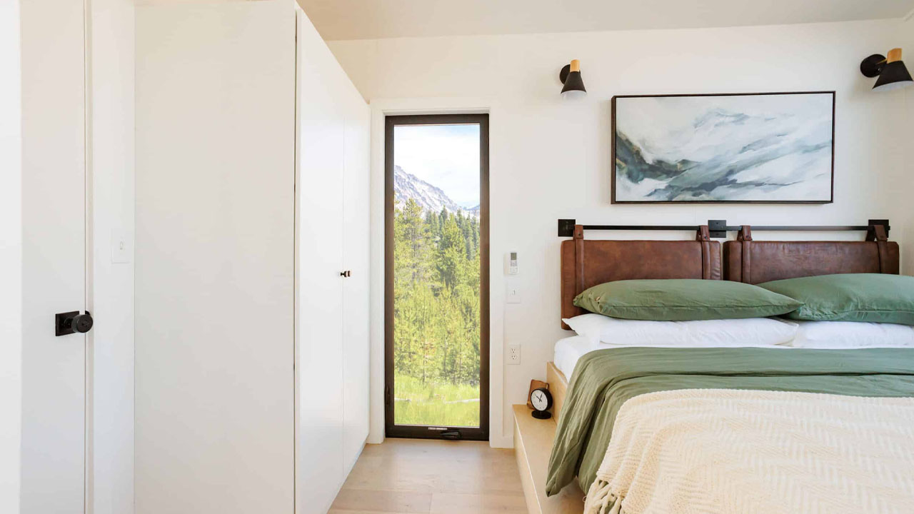 A-Frame Classic Tiny House_large wardrobe in master bedroom