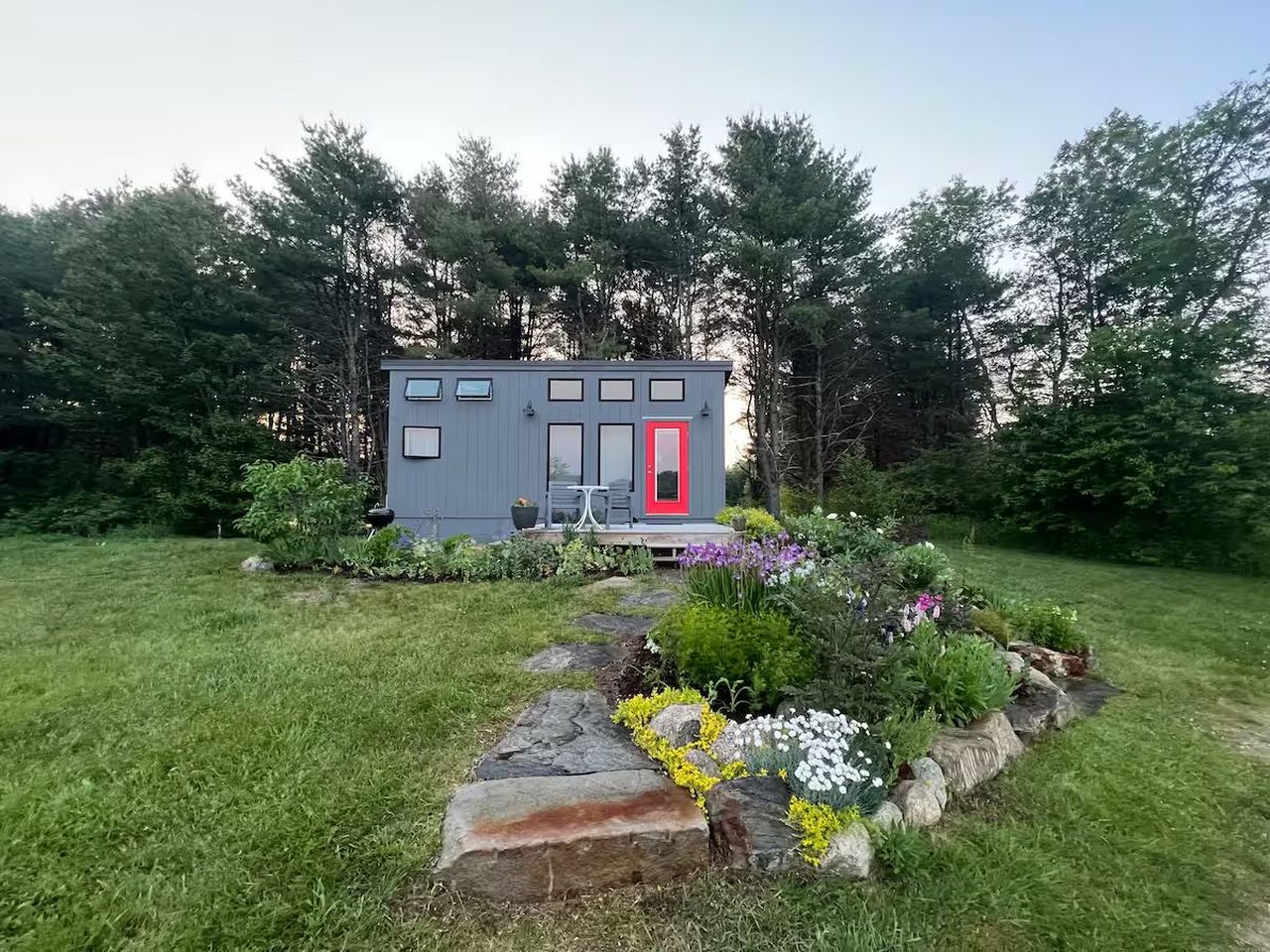 Crow’s Nest Tiny House in Maine on Airbnb Rental-outdoor garden around it