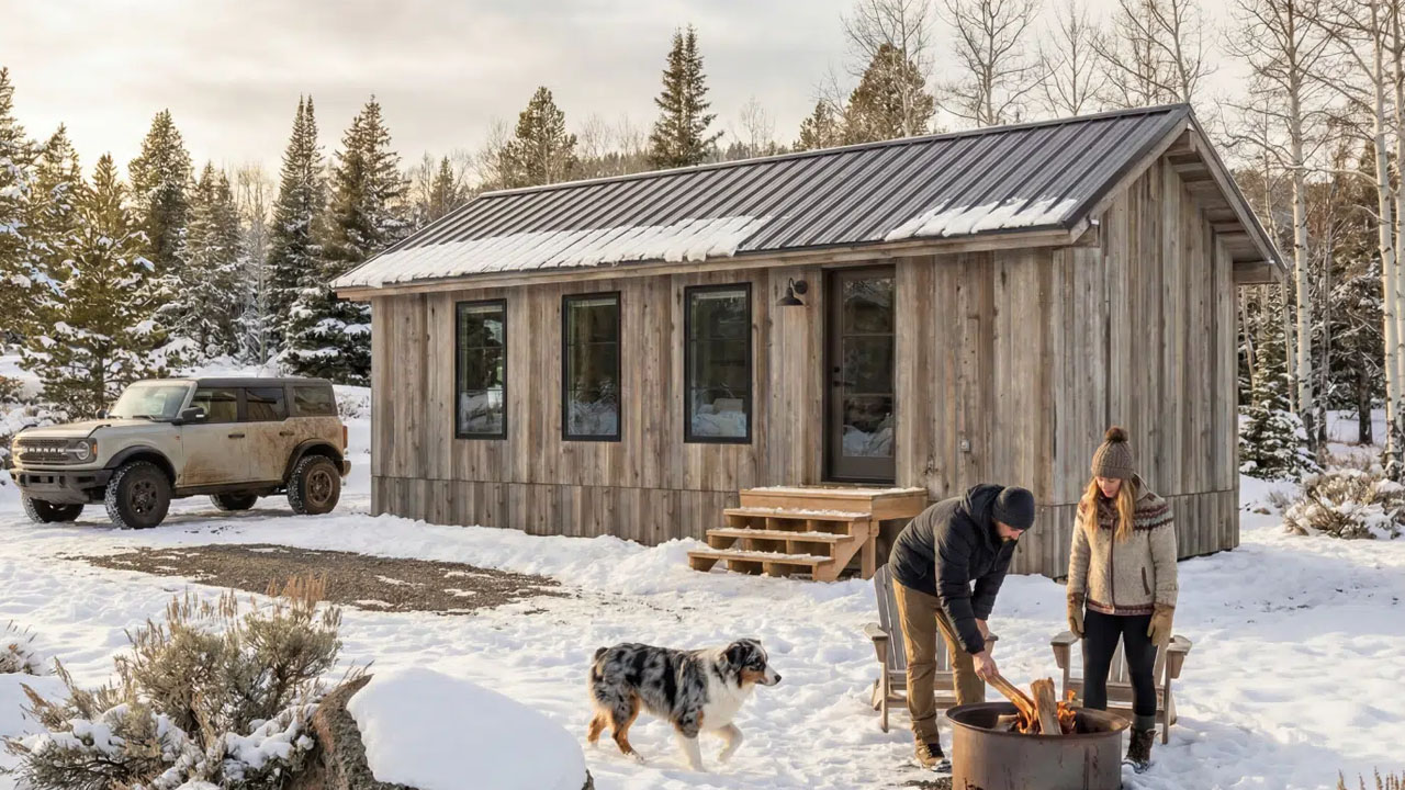 Kodiak Park Model tiny house_striking rustic façade